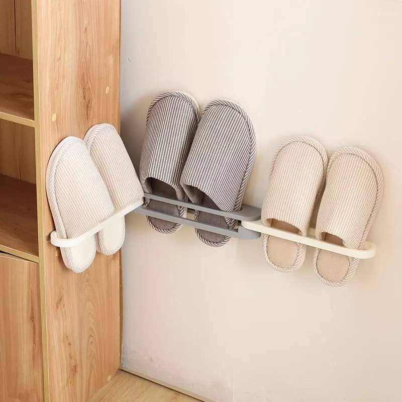 (3-pcs) Wall-Mounted Bathroom Slippers Rack Organizer