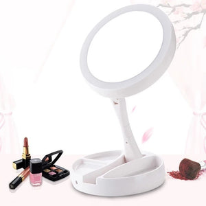 Fold Away Vanity Make up Mirror with LED